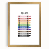 Colors of the Rainbow Typography Art Print – Crayon Color Chart Wall Art