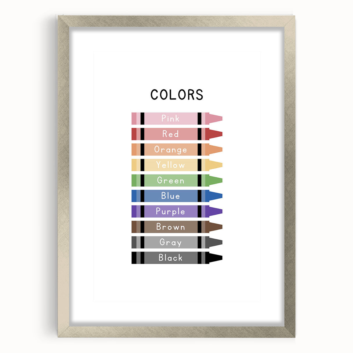 Colors of the Rainbow Typography Art Print – Crayon Color Chart Wall Art