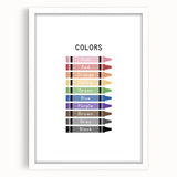 Colors of the Rainbow Typography Art Print – Crayon Color Chart Wall Art