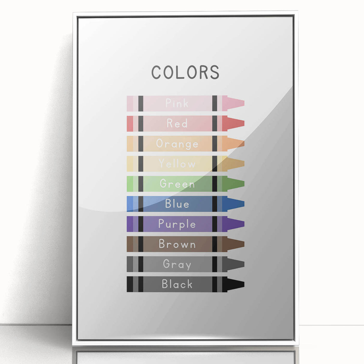 Colors of the Rainbow Typography Art Print – Crayon Color Chart Wall Art