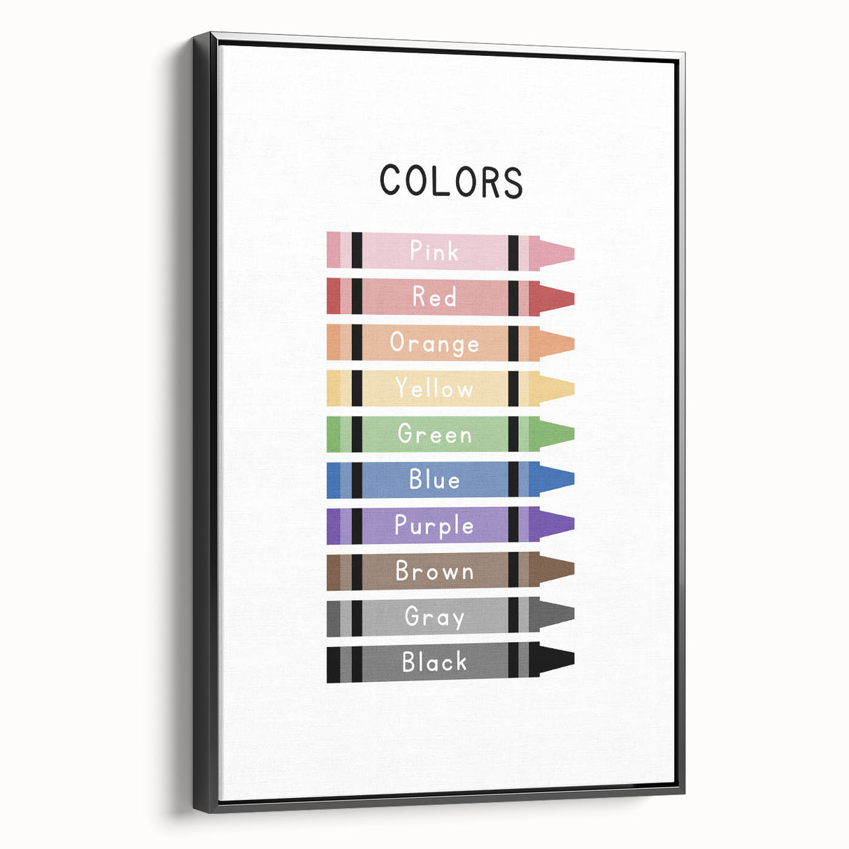 Colors of the Rainbow Typography Art Print – Crayon Color Chart Wall Art