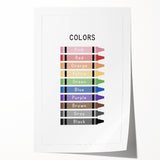 Colors of the Rainbow Typography Art Print – Crayon Color Chart Wall Art
