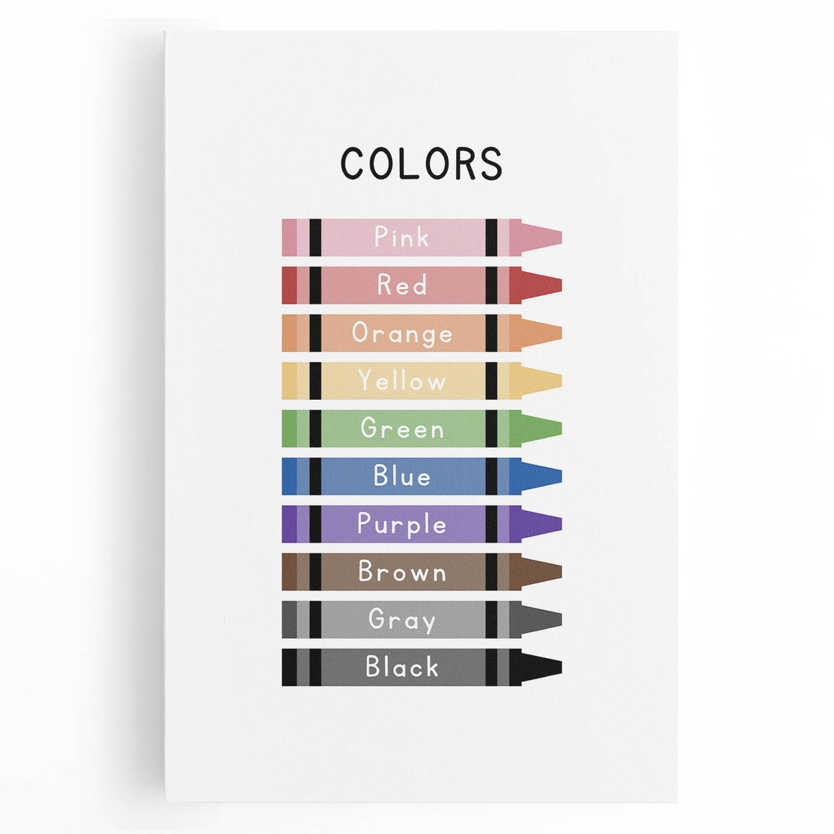 Colors of the Rainbow Typography Art Print – Crayon Color Chart Wall Art