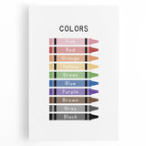 Colors of the Rainbow Typography Art Print – Crayon Color Chart Wall Art