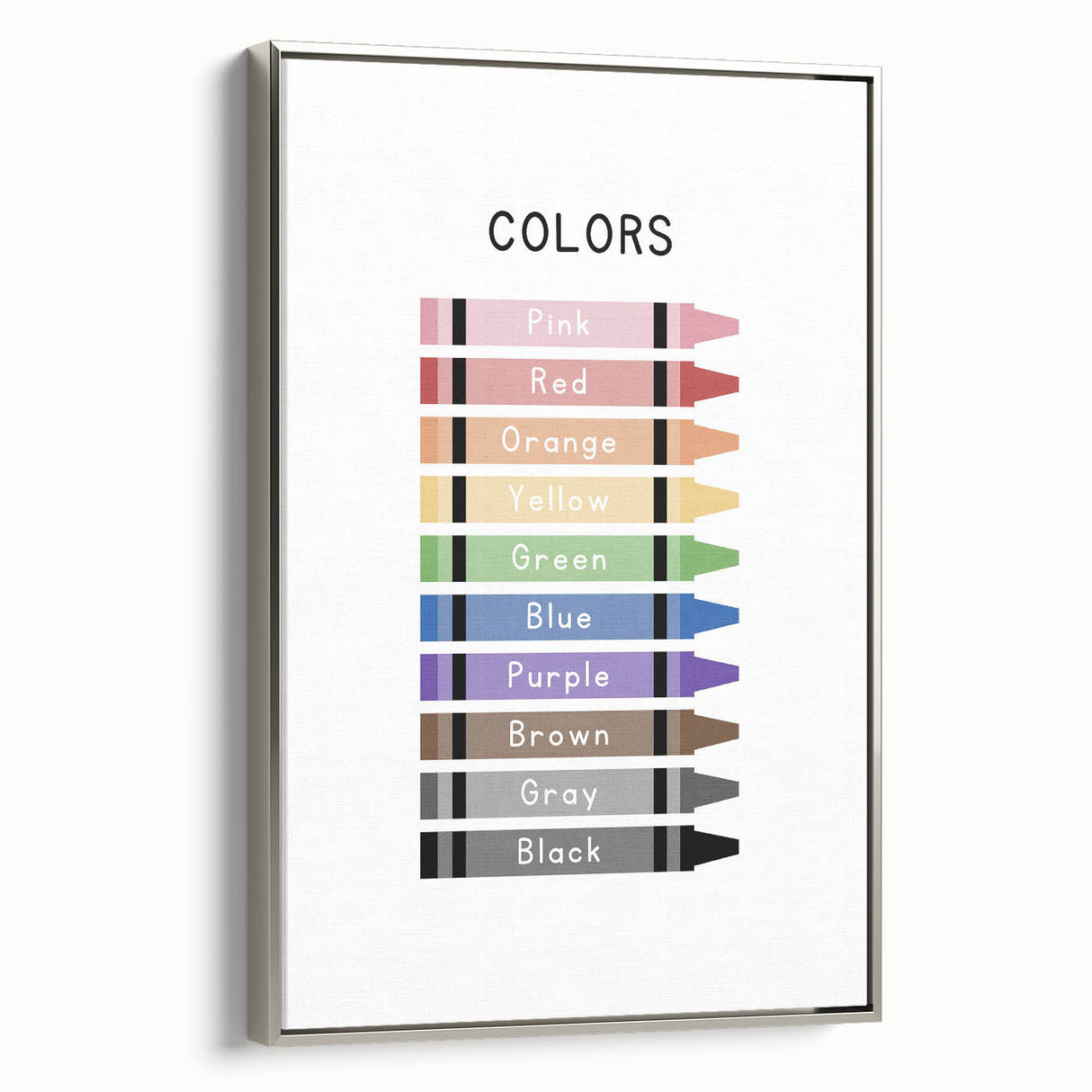 Colors of the Rainbow Typography Art Print – Crayon Color Chart Wall Art