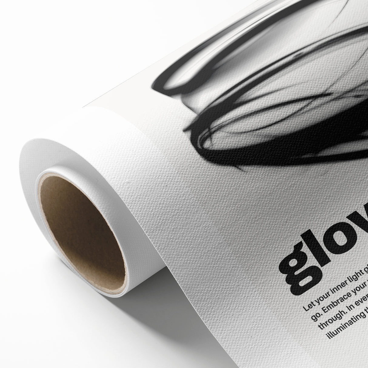 Modern Monochrome Typography Art Print - "Glow" Canvas