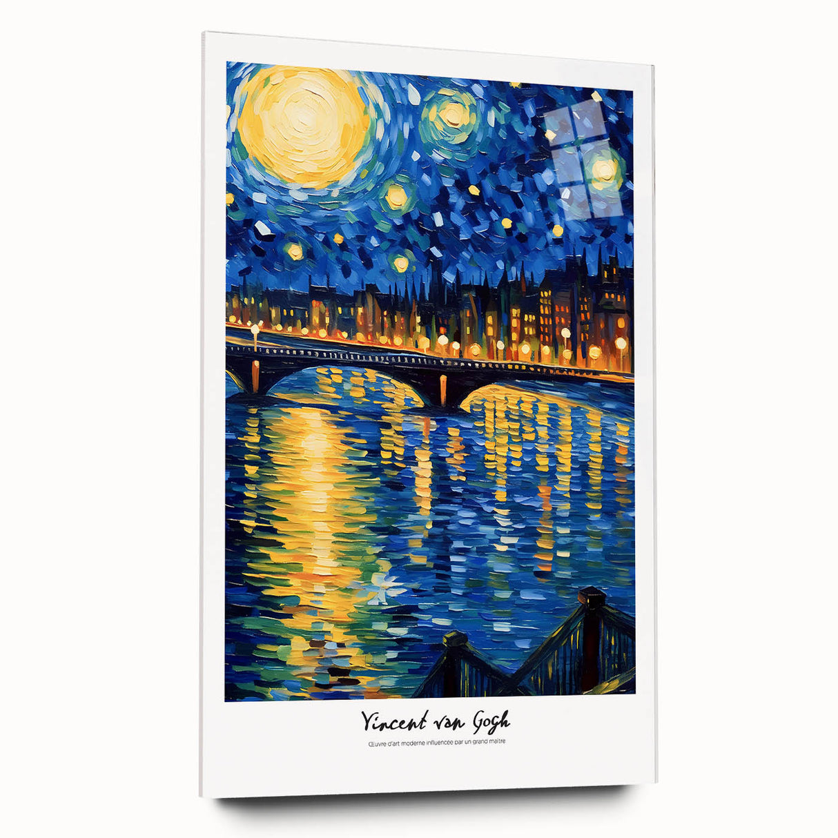 Impressionist-style acrylic print of Van Gogh-inspired artwork in vibrant hues, suitable for bedroom or dining room decor.