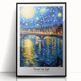 Large abstract wall art featuring swirling blue and yellow tones, framed in black acrylic, in a mid-century modernist style.