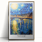 Large art print featuring Van Gogh's impressionist style in vibrant colors on a framed acrylic.