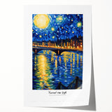 Impressionist floral art by Van Gogh on rolled canvas, featuring vibrant colors and brushstrokes.