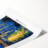 Extra large wall art featuring Van Gogh-style impressionist line art flowers in vibrant colors on a rolled canvas.