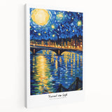 Impressionist-style painting depicting a Van Gogh-like starry night scene on stretched canvas, suitable for kitchen wall art.
