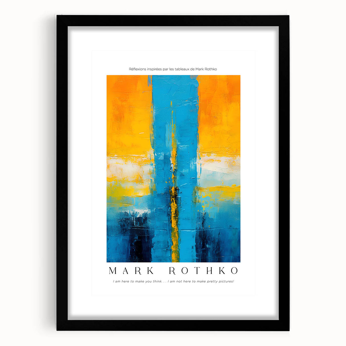 Extra large abstract art print with vibrant red and blue tones on textured canvas, housed in a black frame.