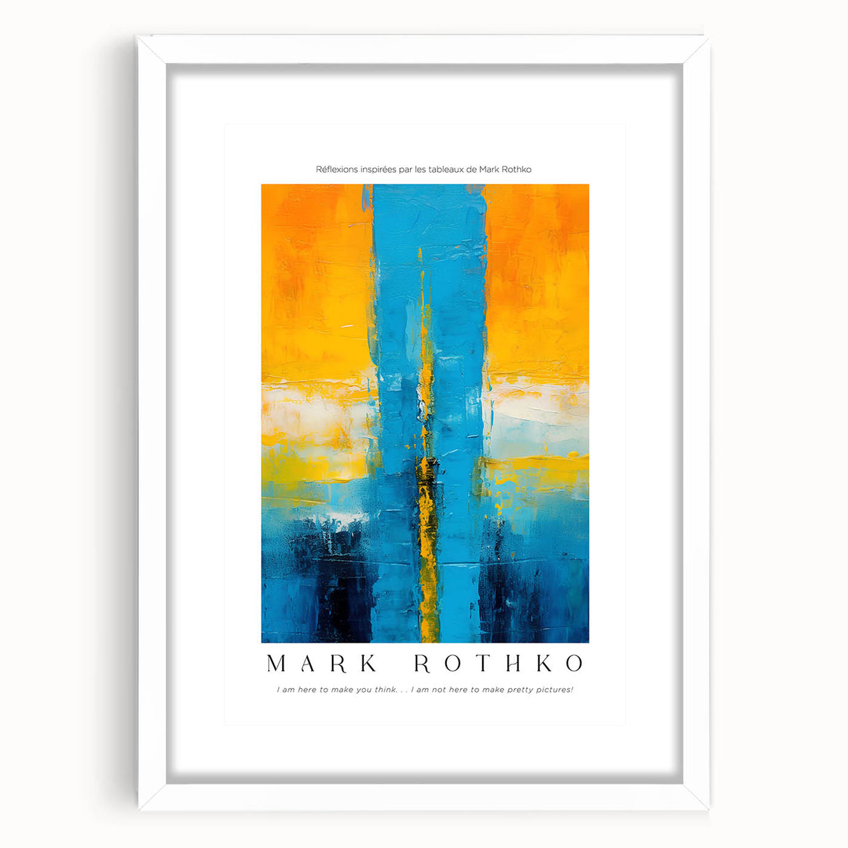 Abstract art print featuring Rothko-inspired blocks of red and beige on a framed white canvas.