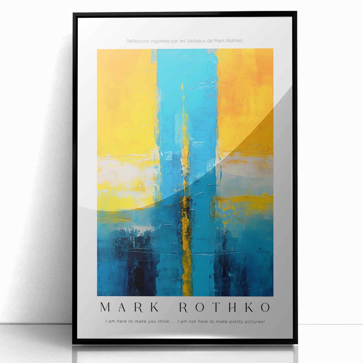 Large abstract wall art in red and black tones, mid-century modernist style on framed acrylic.