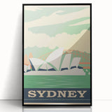 Sydney Retro Travel Poster | Vintage Opera House & Harbour Bridge Print