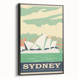 Sydney Retro Travel Poster | Vintage Opera House & Harbour Bridge Print