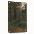 Serene Realism Art Print – Coniferous Woods with Rocks