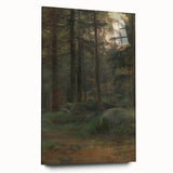 Serene Realism Art Print – Coniferous Woods with Rocks