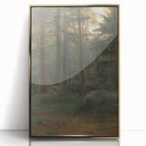 Serene Realism Art Print – Coniferous Woods with Rocks
