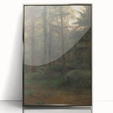 Serene Realism Art Print – Coniferous Woods with Rocks