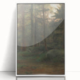 Serene Realism Art Print – Coniferous Woods with Rocks
