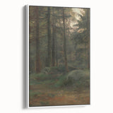 Serene Realism Art Print – Coniferous Woods with Rocks