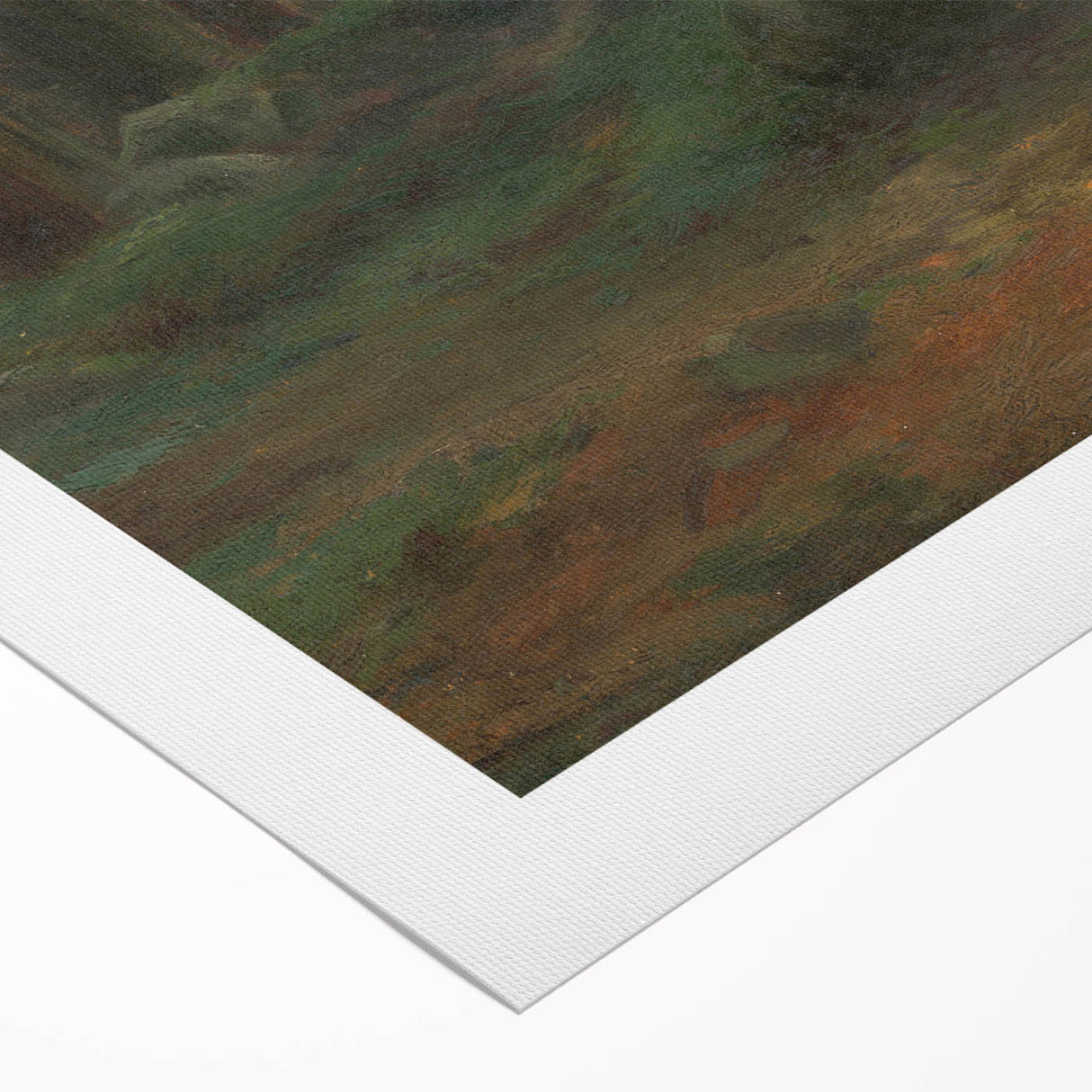 Serene Realism Art Print – Coniferous Woods with Rocks