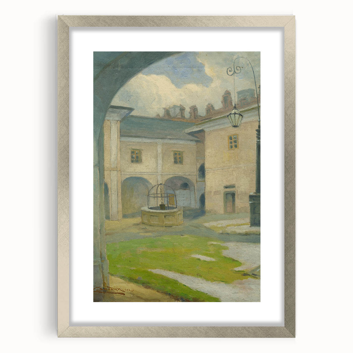 Renaissance Courtyard Art Print by Lajos Csordák – Serene Masterpiece