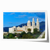 Extra large rolled canvas print of Algerian scenery with vibrant floral elements, ideal for art wall dining room.