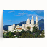 Black and white photograph of Algerian landscape on stretched canvas, ideal for kitchen wall art.