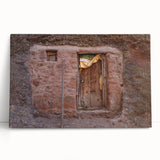 Monochrome Ethiopian landscape on stretched canvas, ideal for kitchen wall art or bedroom decor.