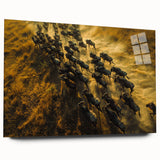 Acrylic print of a large abstract depiction of African scenery in earthy tones, suitable as bedroom or dining room art.