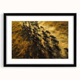 Extra large abstract art print featuring a textured, colorful depiction of a Kenyan landscape, framed in black.