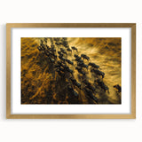 Textured abstract art print of African scenery in muted earth tones on a framed canvas, ideal for bedroom art.