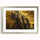Abstract art print of a Kenyan landscape in muted earth tones on a framed canvas, suitable for dining room decor.
