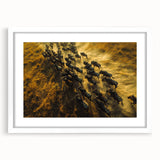 Extra large framed wall art depicting abstract African scenery in textured earth tones, ideal for living room decor.