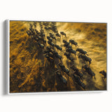 Framed canvas depicting a vintage-style Kenyan landscape in muted earth tones, ideal for bedroom wall art.