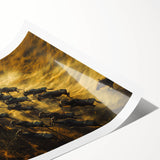 Extra large rolled print featuring a minimalist line art of flowers in monochrome, ideal for large living room wall art.