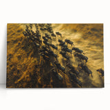 Black and white photo of an African savannah on stretched canvas, ideal for kitchen wall art or bedroom.