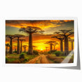 Extra large rolled canvas depicting a serene Madagascar landscape in muted earth tones, ideal for dining room decor.