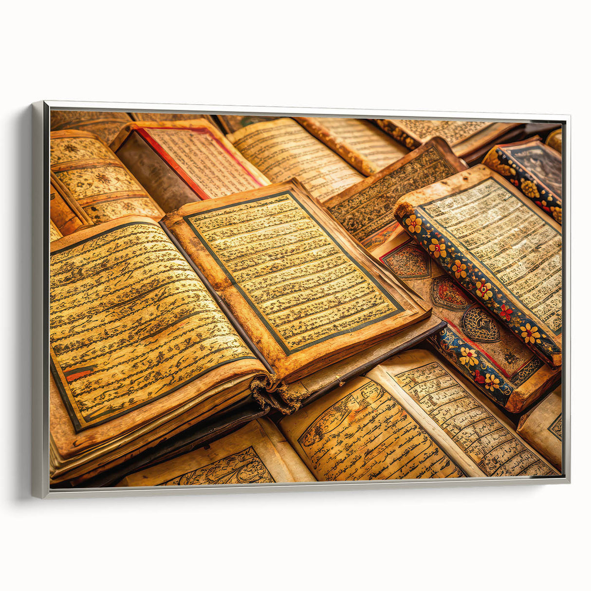 Framed canvas depicting a vintage-style Mali landscape in muted earth tones, ideal for bedroom wall decor.