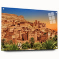 Acrylic print of a Moroccan landscape in earth tones, suitable for dining room or bedroom decor.