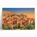 Black and white large art print on canvas featuring a Moroccan landscape, ideal for kitchen wall art or bedroom ambiance.