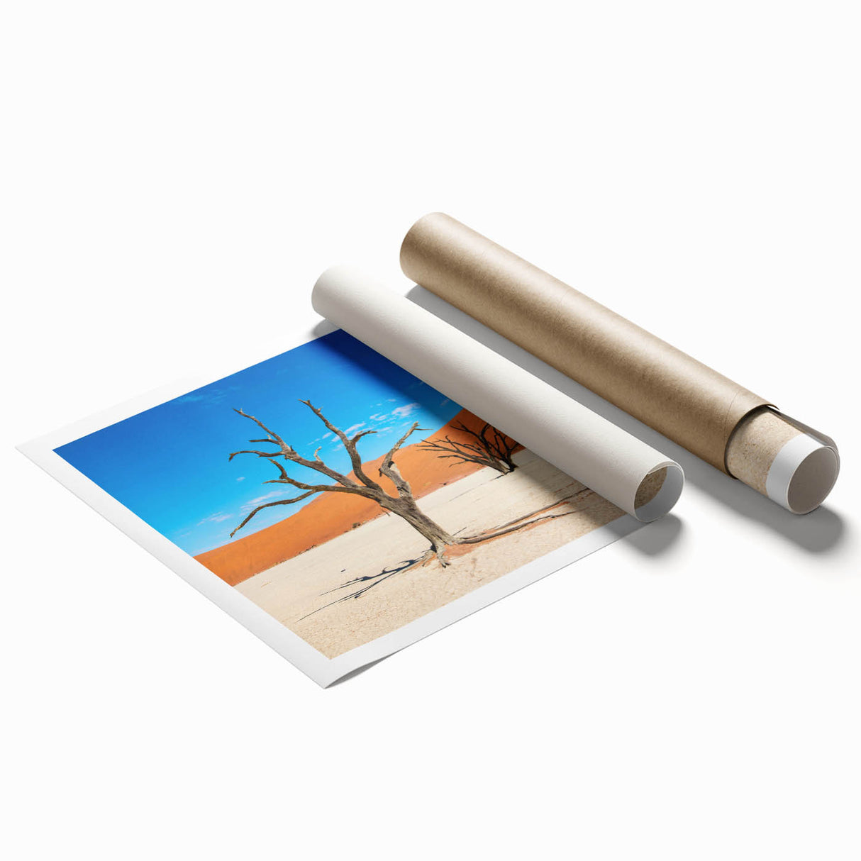Extra large rolled print of a Namibian landscape with muted earth tones, ideal for art wall dining room.
