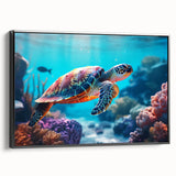 Black and white framed canvas of a Seychelles landscape, ideal for bedroom wall decor.