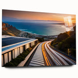 Large abstract depiction of a South African landscape in muted earth tones on acrylic glass.