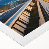 Art deco poster featuring a stylized African landscape in warm earth tones on rolled canvas, suitable for dining room decor.