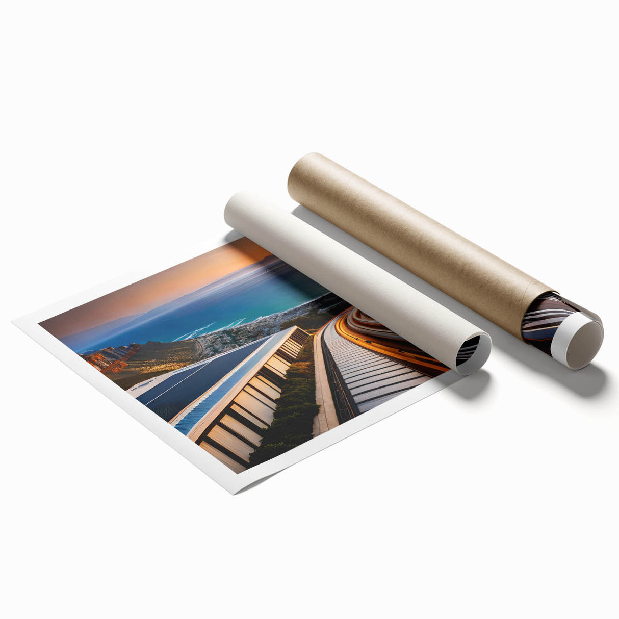 Extra large rolled canvas print featuring a South African landscape with vibrant floral elements.