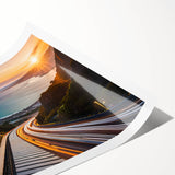 Extra large rolled print featuring line art flowers and African scenery in muted earth tones.